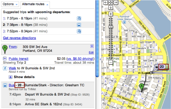 Illustration of short name in the Google Maps User Interface