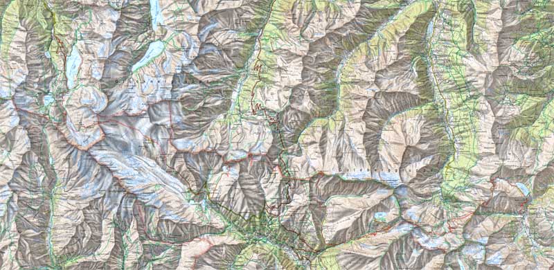 Превью карты пешего пешехого похода в Австрийские Альпы, хребет Высокий Тауэрн, массивы Гольдберг и Глокнер